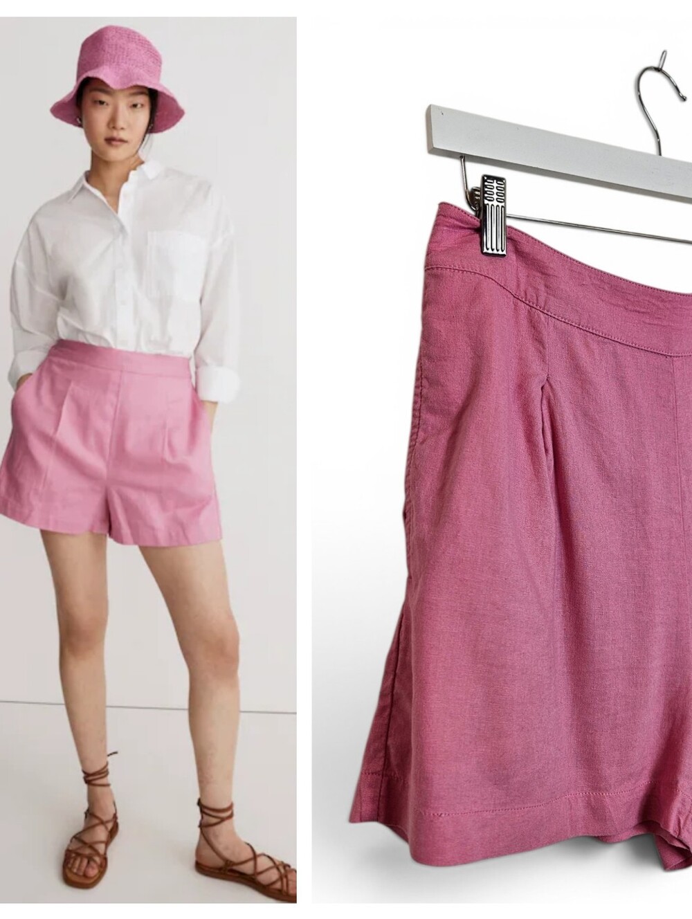 Madewell Linen Cotton Pull On Shorts Retro Pink Flat Front Women’s Medium